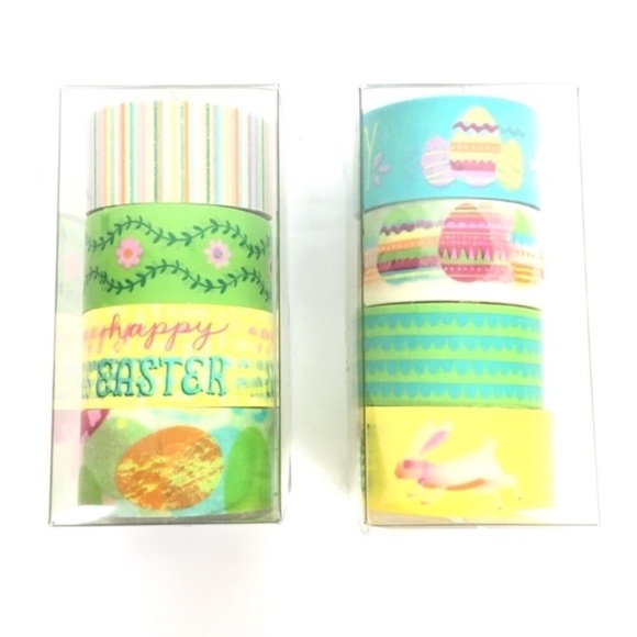 Happy Easter Washi Tape 8 Rolls Spritz Target Bunny Eggs Stripe Flowers Scallop - Picture 2 of 4